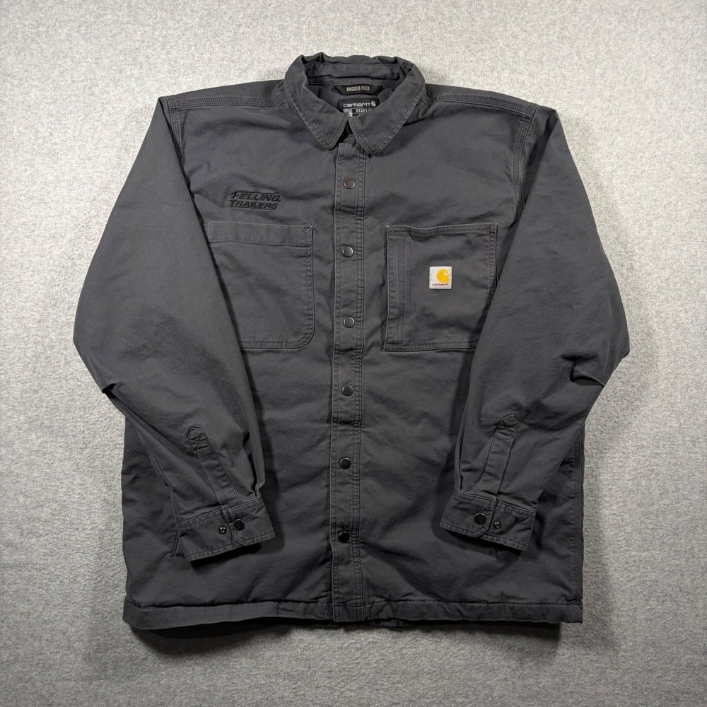 Carhartt Rigby Relaxed Shirt Jacket Mens XL Gray Rugged Flex Fleece Lined Work